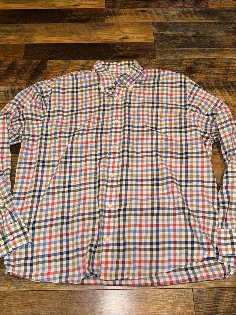 Peter Millar Plaid Button-Down Shirt in White, Blue & Red